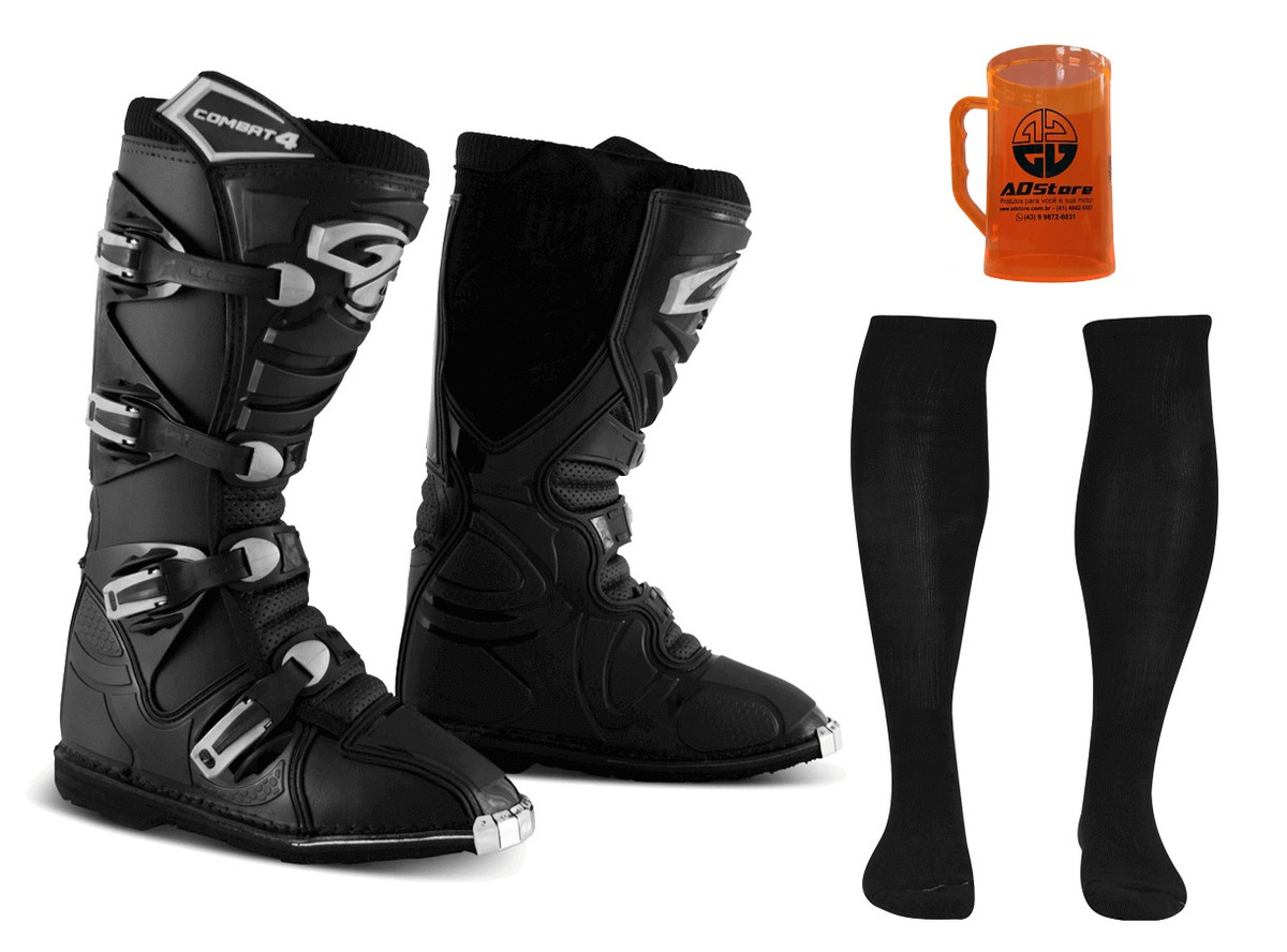 Bota Trilha Motocross Combat 4 Branco Com Preto Pro Tork - R$ 489,00 em Mercado Livre