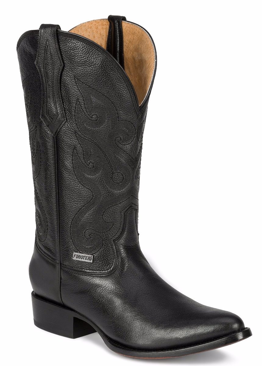 Botas Vaqueras Negras Para Hombre Botas Vaqueras De Piel Color Negro Suela De Cuero Caballero - $ 2,299.