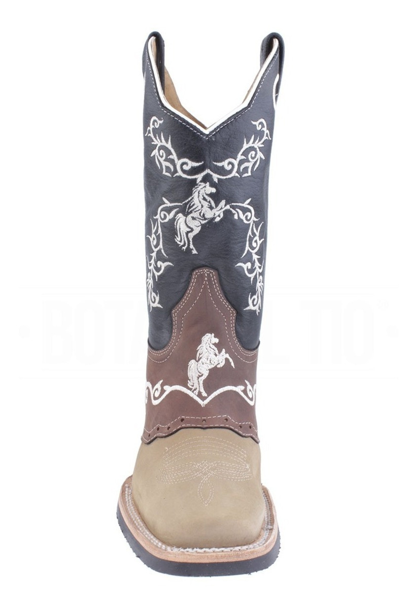 Botas Vaqueras Rodeo Bordada Piel Con Nobuck Chata 165265 En