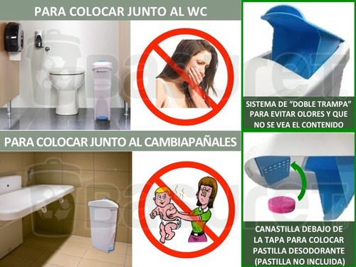 Bote Contenedor Basura P/ Toallas Sanitarias Y Pañales 19lt - $ 829.00