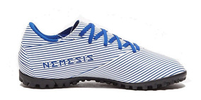 botines adidas blanco y azul