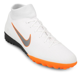 botines nike blancos y naranja