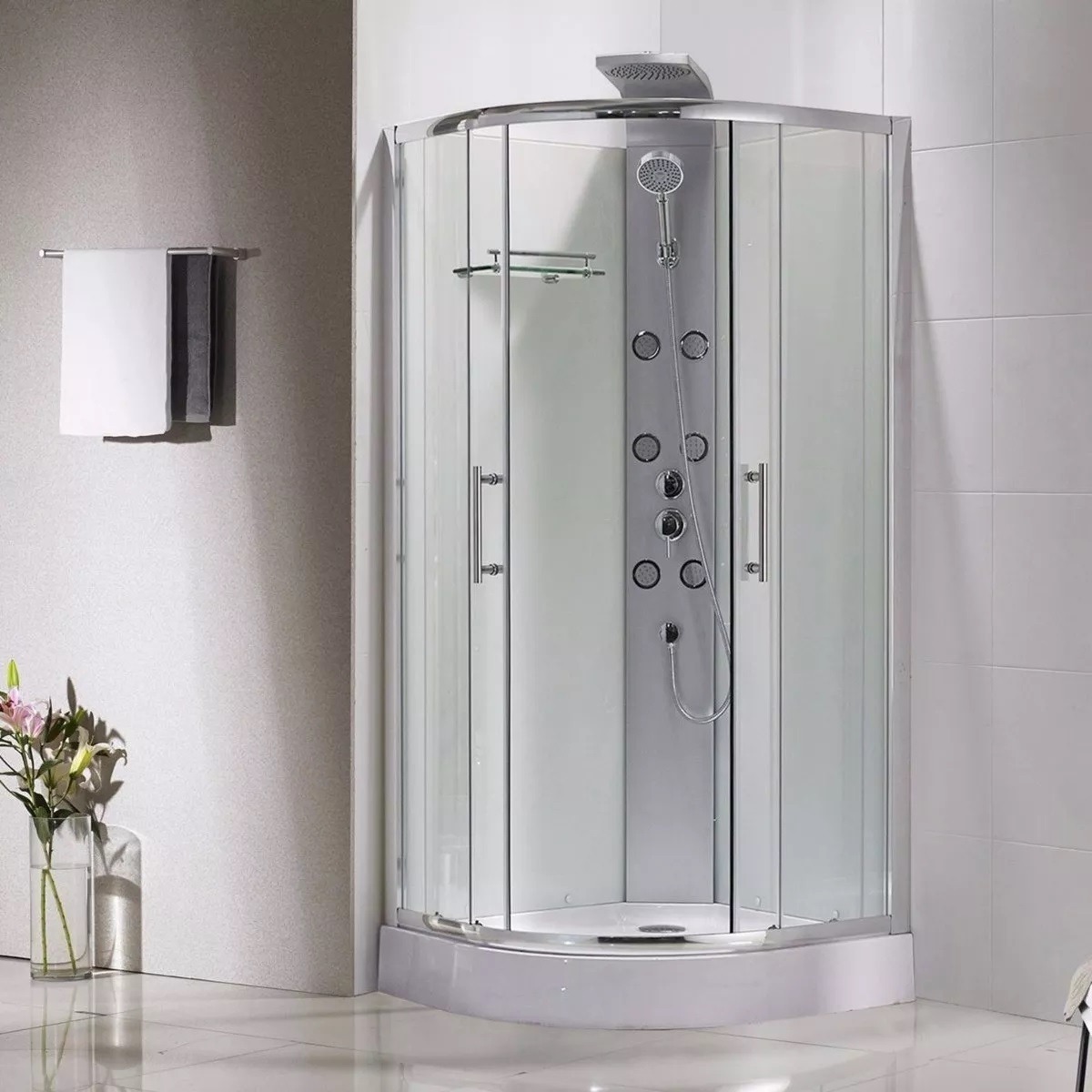 Cabina de ducha semicircular mamparas de ba/ño 6mm cristal templado 90x90cm