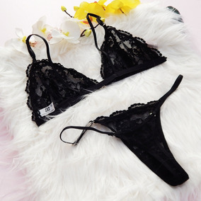 Bralette De Encaje Conjunto De Ropa Interior Diseño Negro - lace bralette roblox