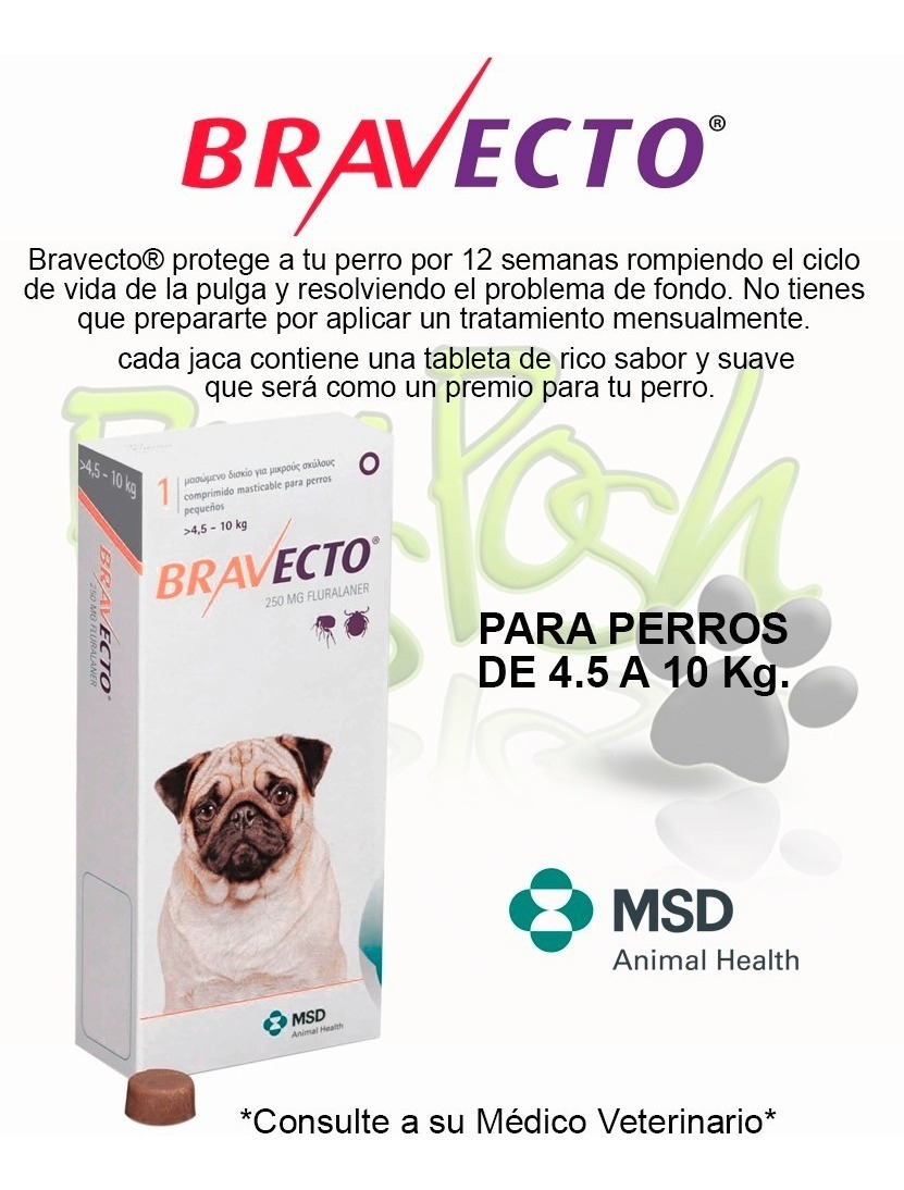 Pastilla Para Pulgas Y Garrapatas Bravecto Pastilla Contra Pulgas Y Garrapatas Perros 4 A 10kg - $ 569.00