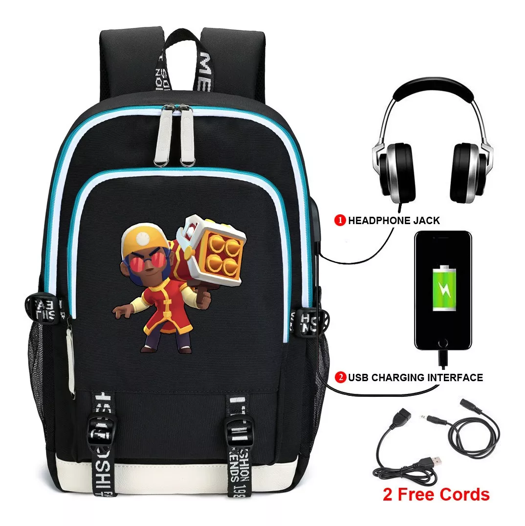 Magia Azul Juego Movil Brawl Stars Trends Estilo Universitario Mochila Luminosa Mochila De Viaje Computadora Informal Mochila De Carga Usb Mochilas Tipo Casual Mochilas - brawl stars tela azul