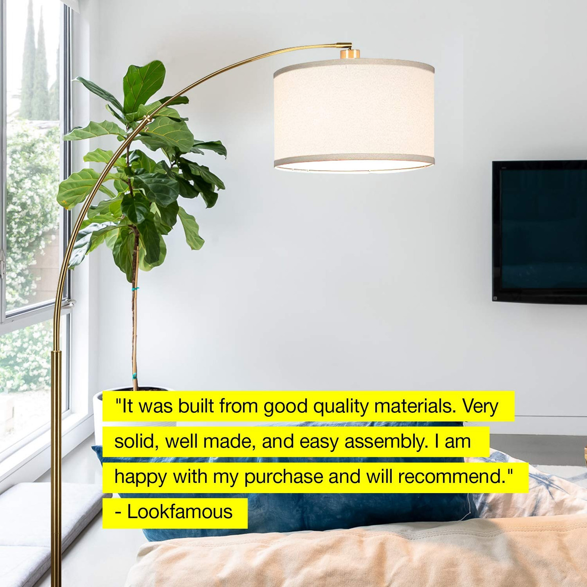 Brightech Logan Led Arc Floor Lamp With Marble Base Living