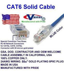 Made in USA UL CMR 23AWG UTP Cat.6 Ethernet Patch Cable Super E Cable SKU-81979 Yellow 40 FT