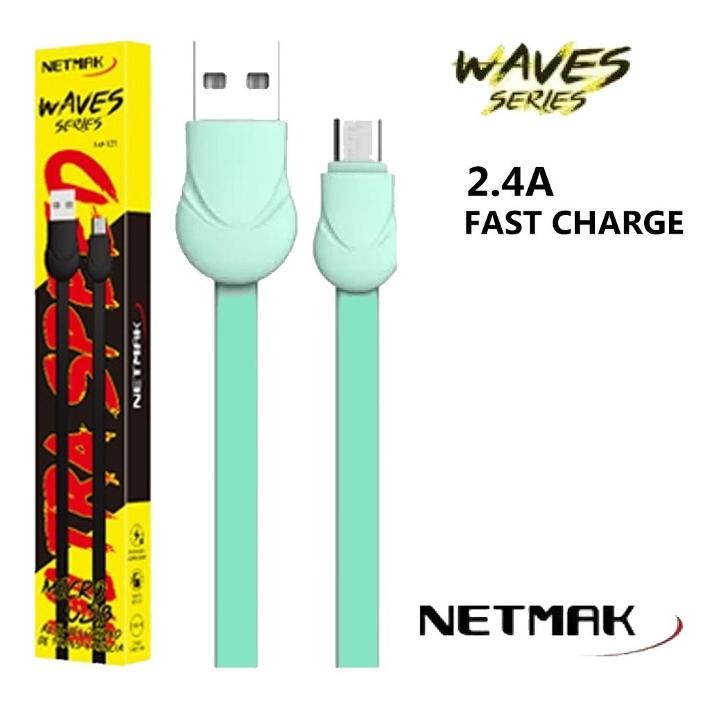 Cable Micro Usb 2.1a 1mt Waves White Netmak
