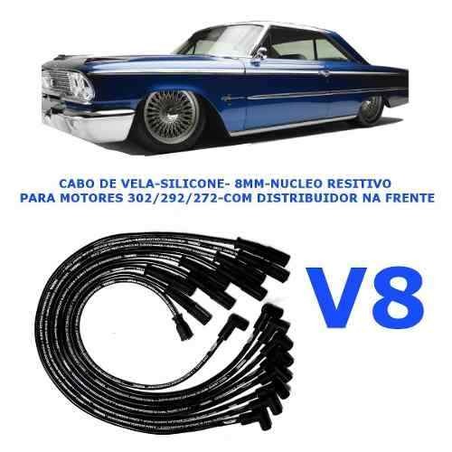cabos de vela 8mm distribuidor hei ford v8 289 302 351 preto r