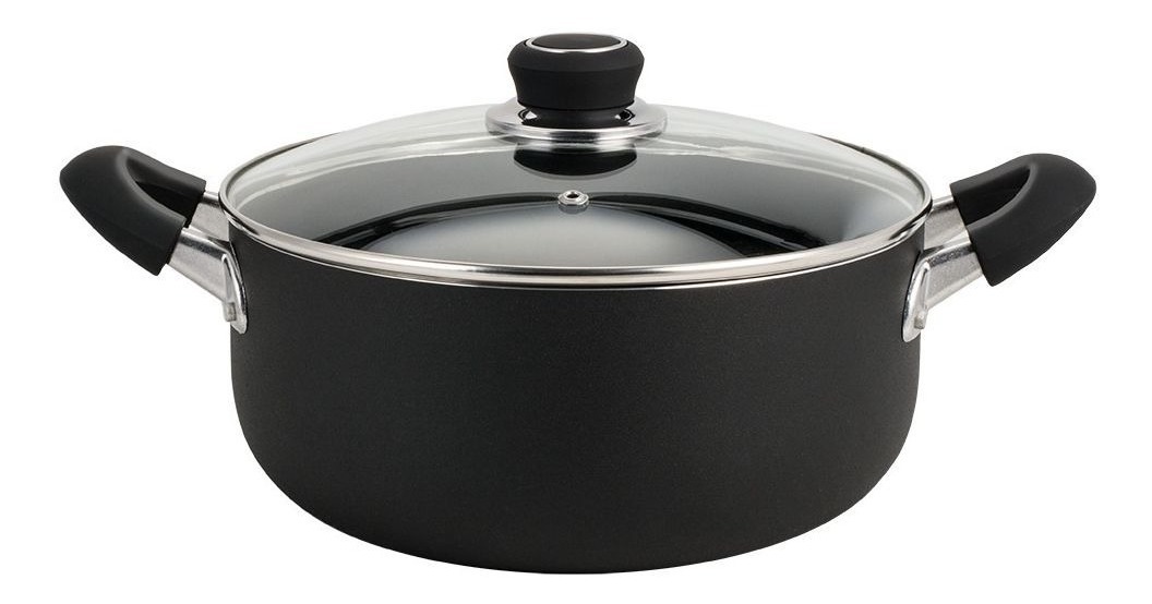 20cm Aluminio Antiadherente Cacerola con tapa de vidrio transparente Cacerola Negro NUEVO