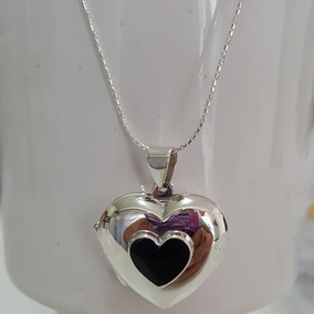 CON CADENA RELICARIO PORTAFOTOS CALADO FORMA CORAZÓN CON PLATA 925