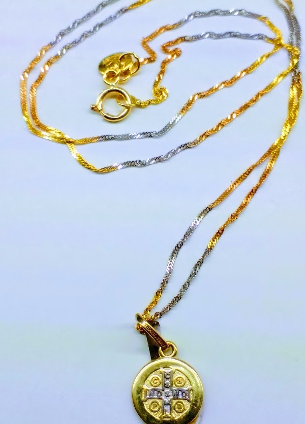 Cadena Y Medalla Bautizo Oro Sólido