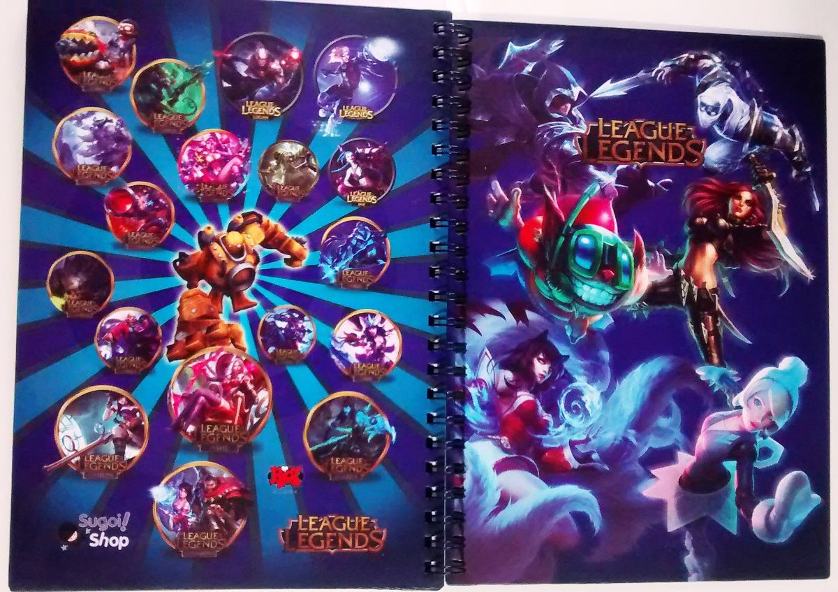 Caderno 100 Folhas Mid League Of Legends Com Adesivos - R 