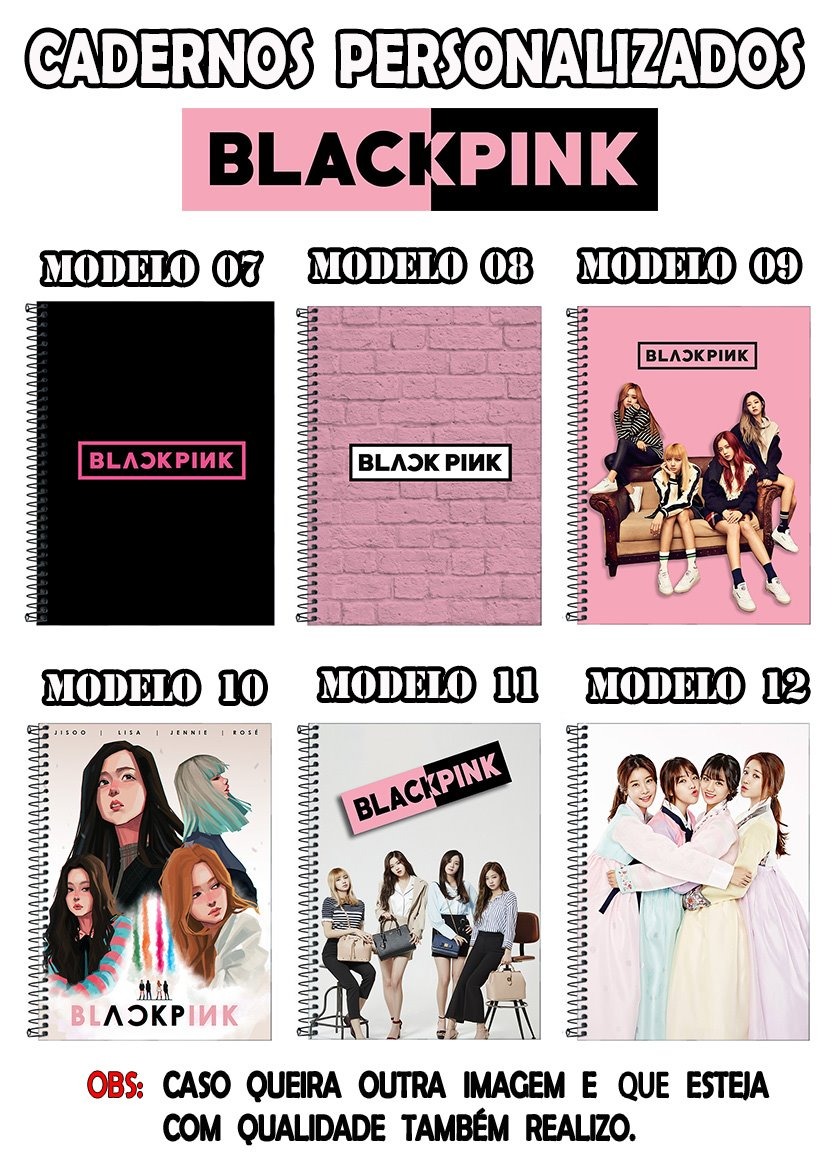 Caderno Universitário Blackpink K-pop10 Matéria Foto Na 