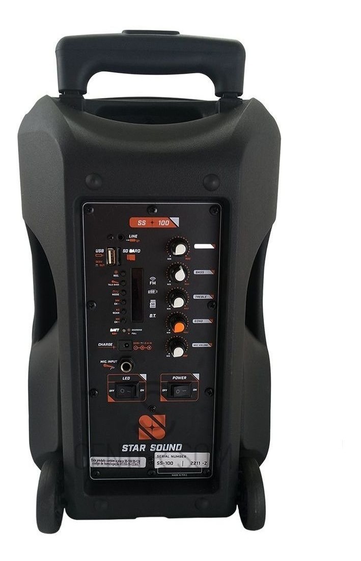 Caixa De Som C/ Bateria/bt/mic Star Sound Ss 100 By Staner - R$ 603,44 em  Mercado Livre