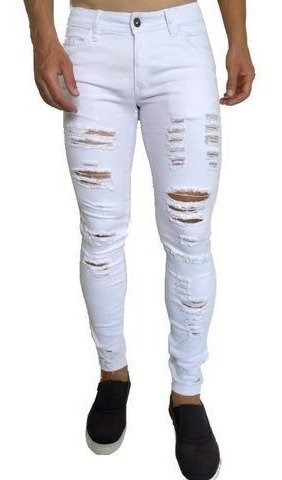 calça jeans masculina skinning branca