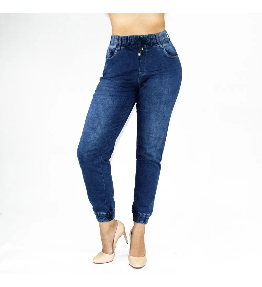 calça jeans com cintura de elastico