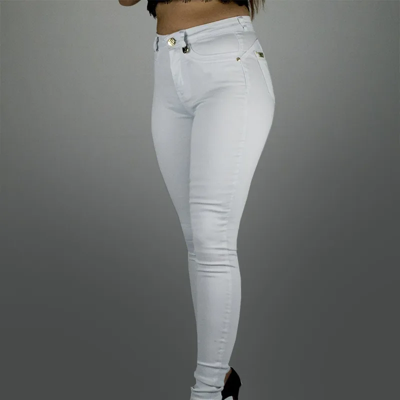 calças jeans branca feminina cintura alta