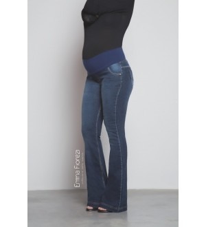 calça jeans gestante flare