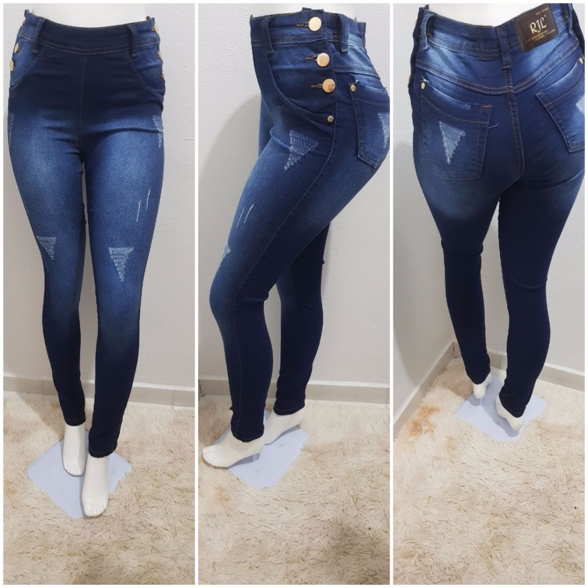 calça jeans feminina com listra do lado