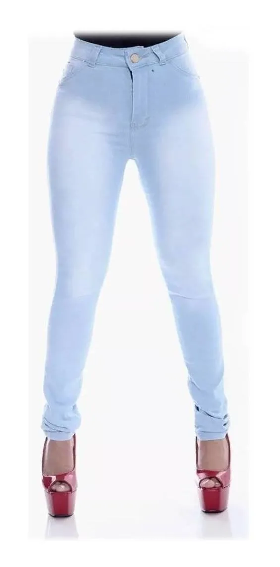 calça jeans cintura alta clara