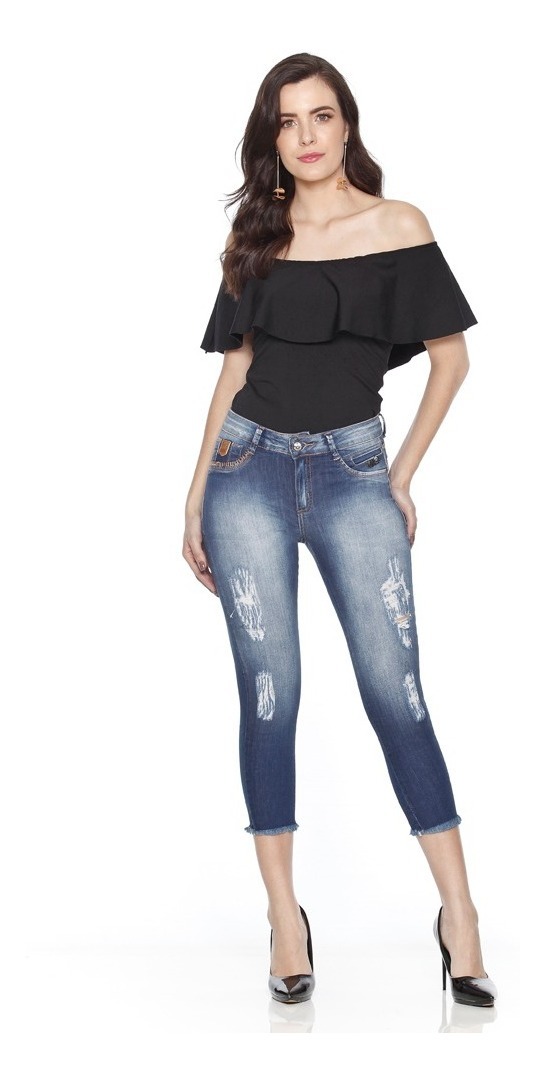 Calça Jeans Feminina All Denim Rasgada De Luxo C Lycra Al675 - R$ 119,00 em Mercado Livre