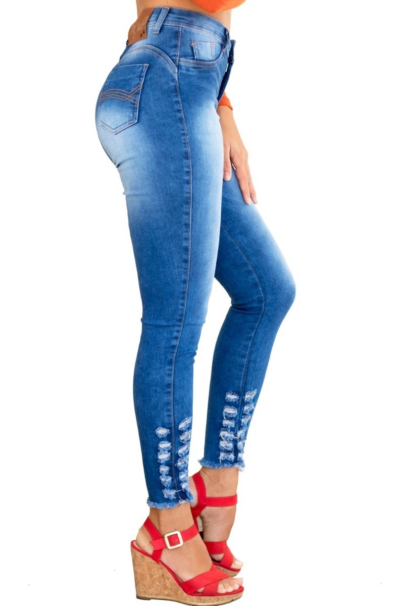Calça Jeans Feminina Cintura Alta Clara + Cropped Frete Grat - R$ 92,90 em Mercado Livre