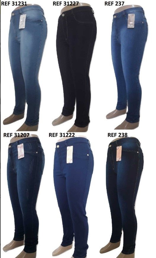 calça jeans cintura alta com strech