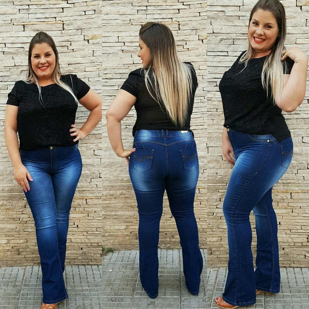 calça jeans flare plus size mercado livre