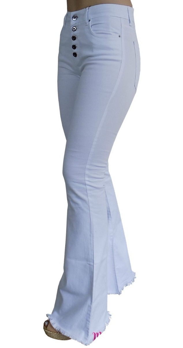 calça jeans branca feminina cintura alta flare