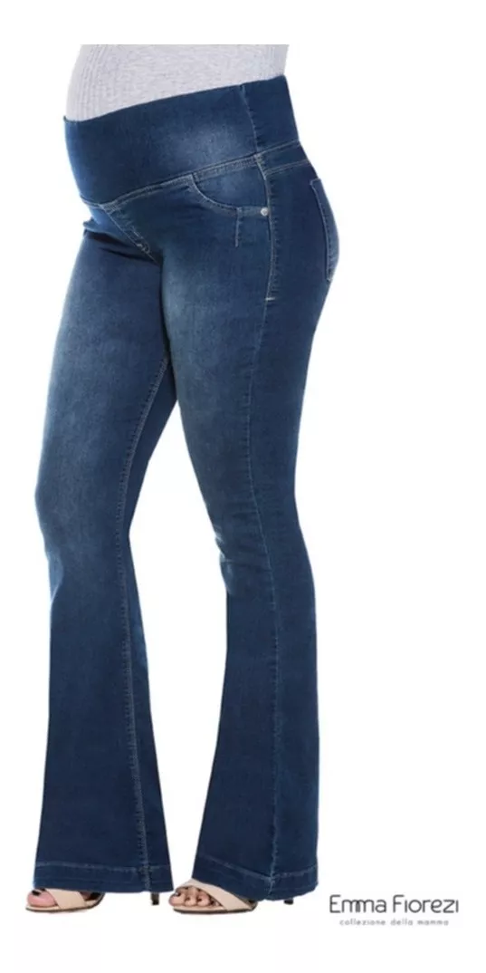 calça jeans gestante flare