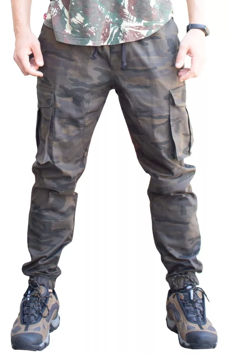 calça camuflada jeans masculina