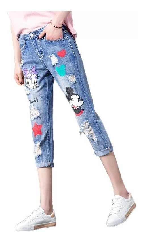 calça jeans mickey feminina