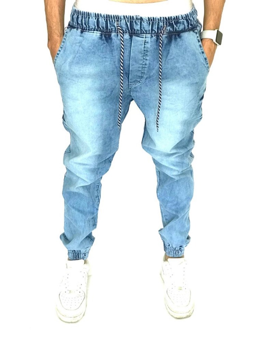 calça jeans com elastico no tornozelo