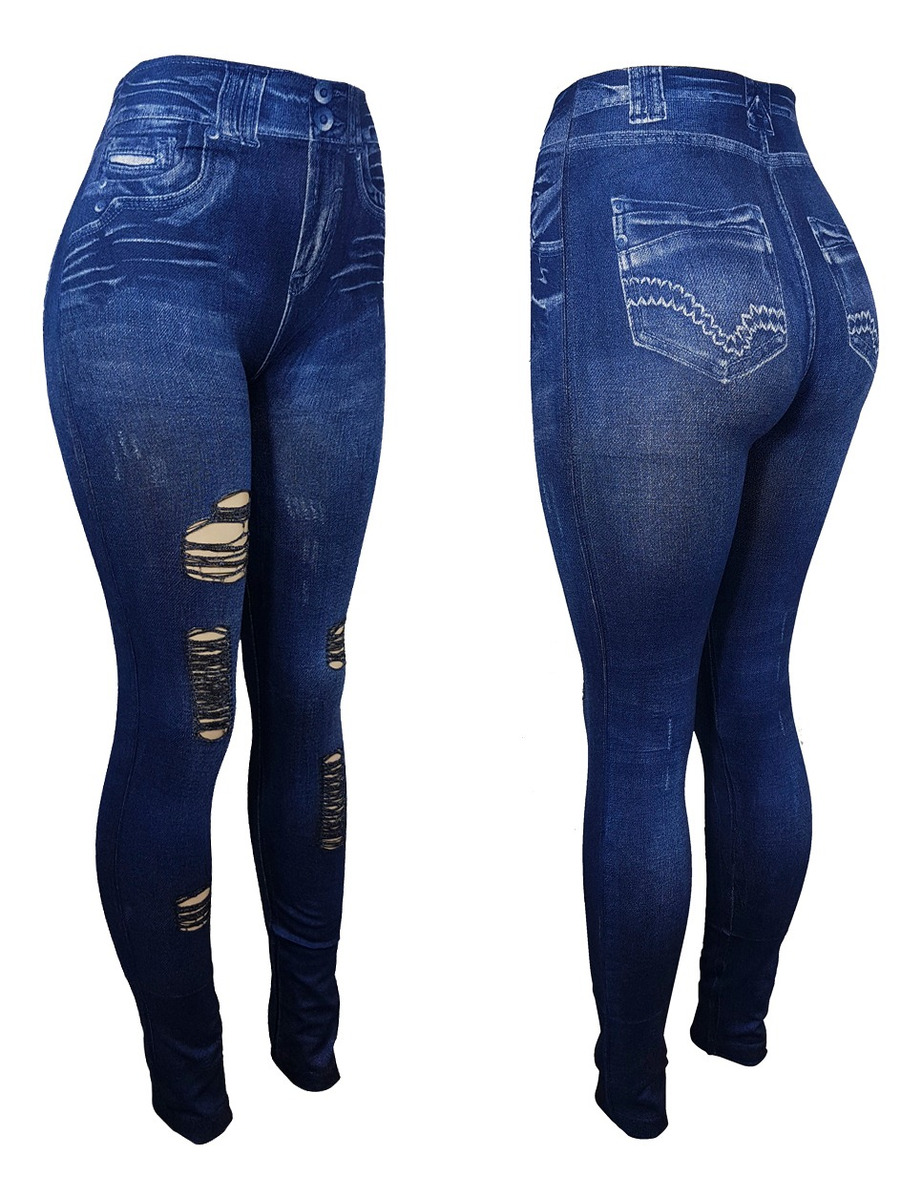 calça legging com estampa jeans