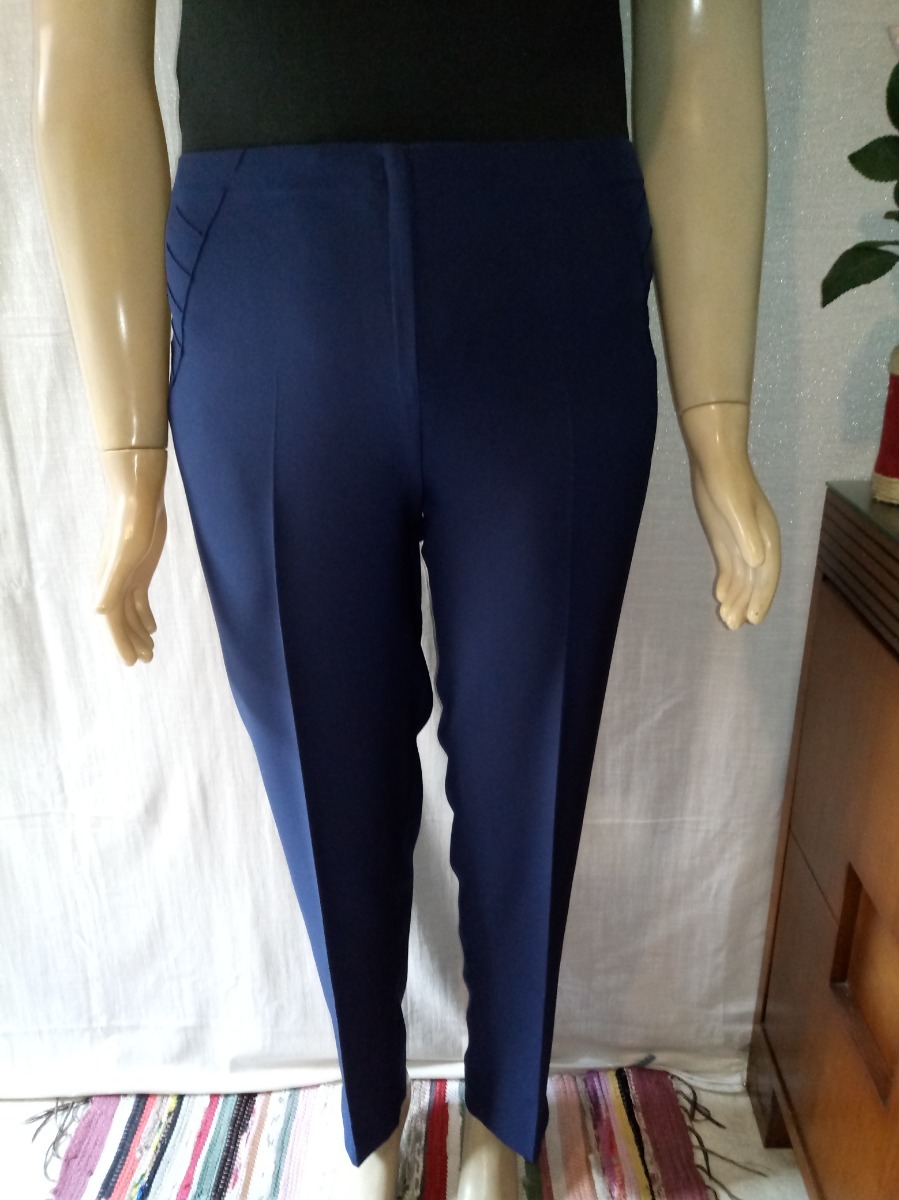 calça alfaiataria azul marinho feminina