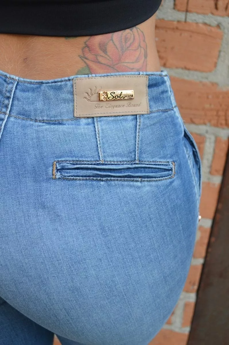 calça jeans bolso faca feminina