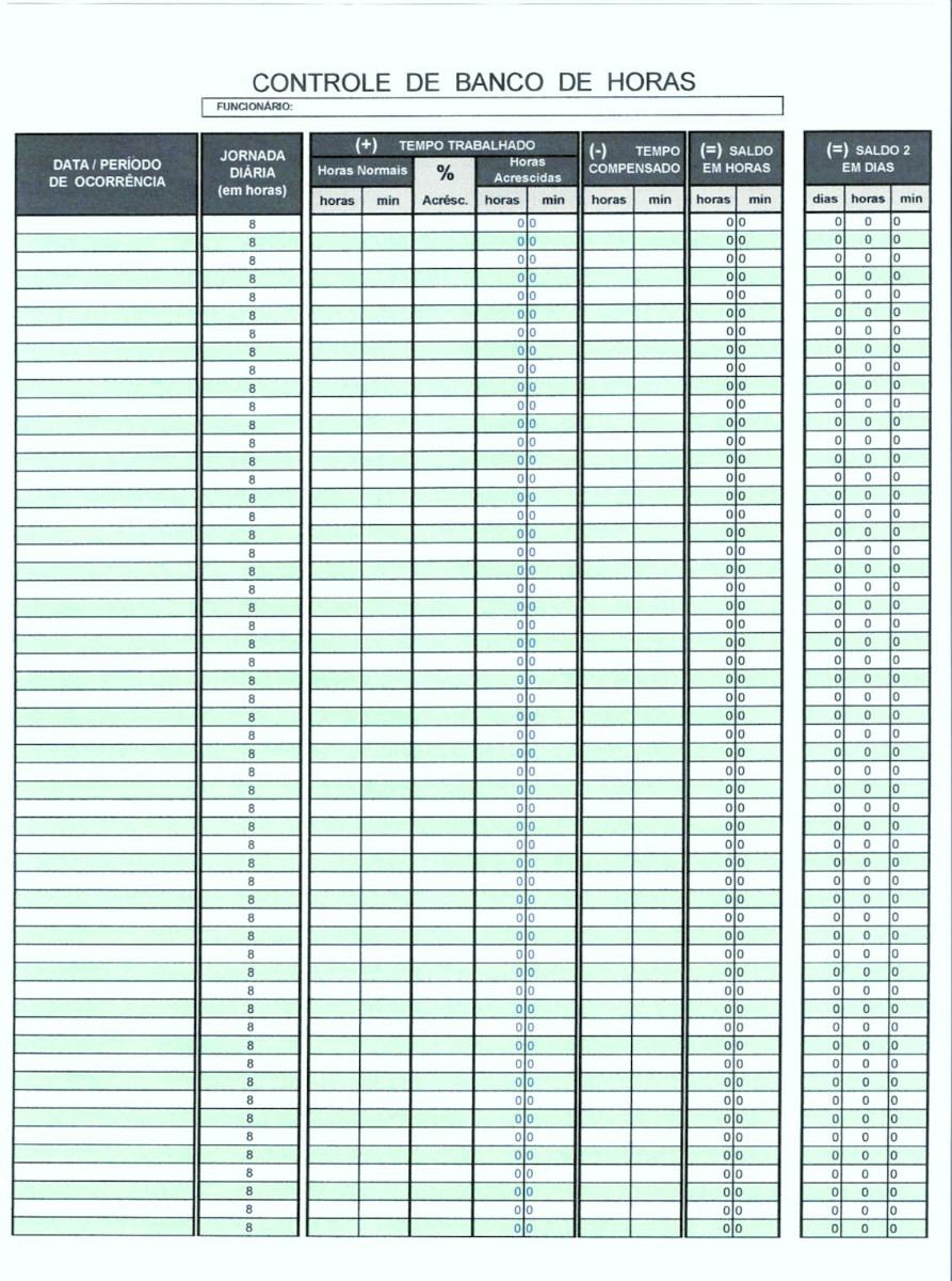 Cálculo E Banco De Horas, Controle De Ponto - Planilha Excel - R$ 9,90 em Mercado Livre