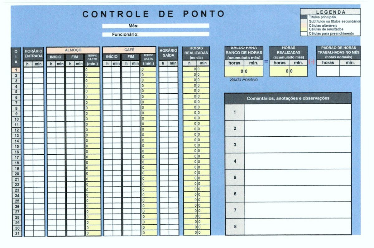 Cálculo E Banco De Horas, Controle De Ponto - Planilha 