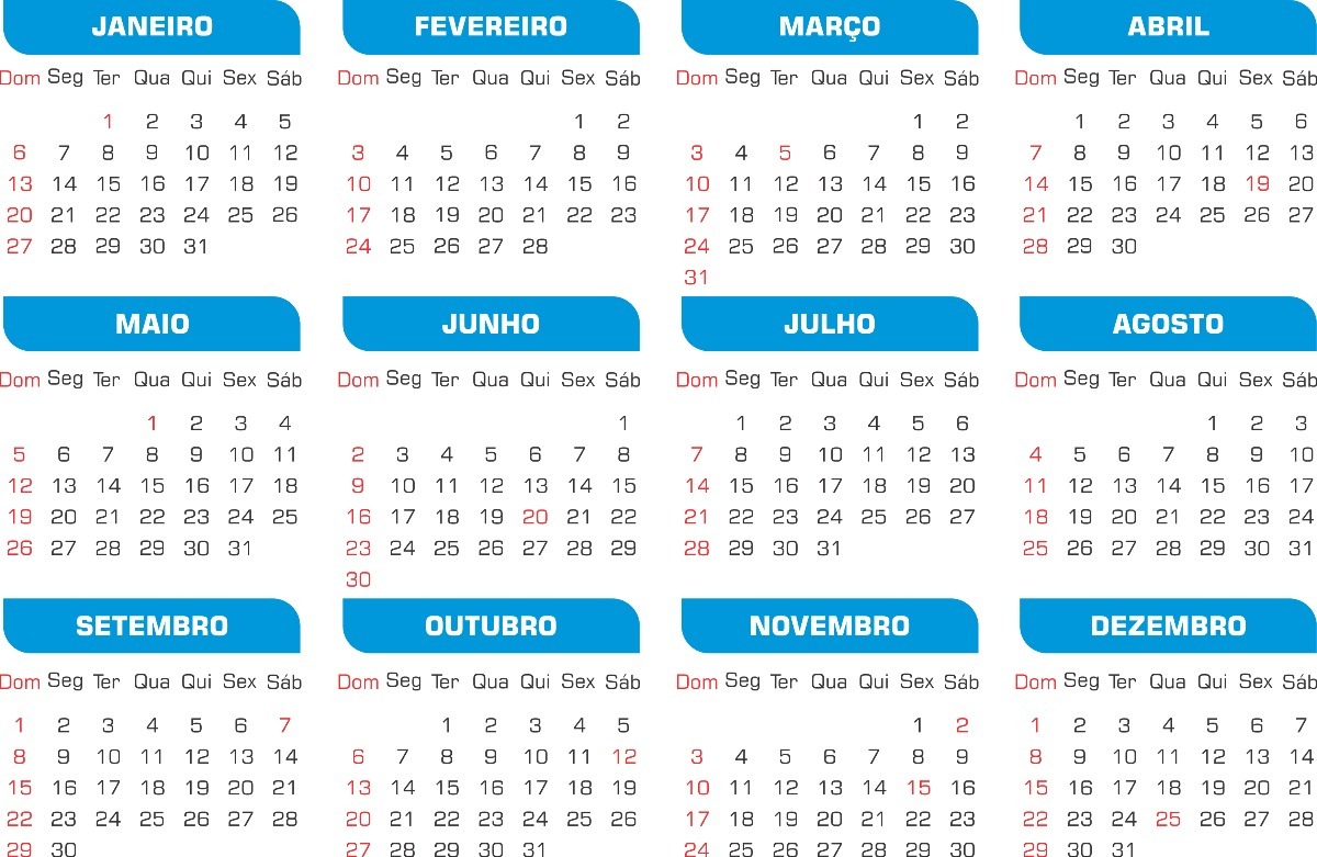 Calendario 2019 Brasil