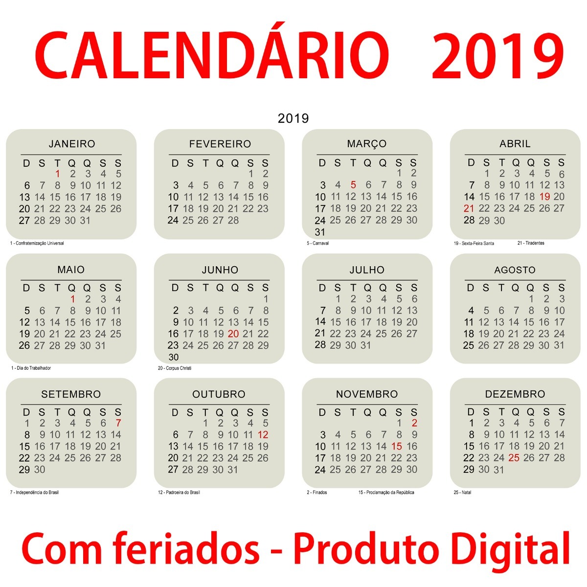 Descarga el Calendario 2019 con Feriados Clarín para Imprimir