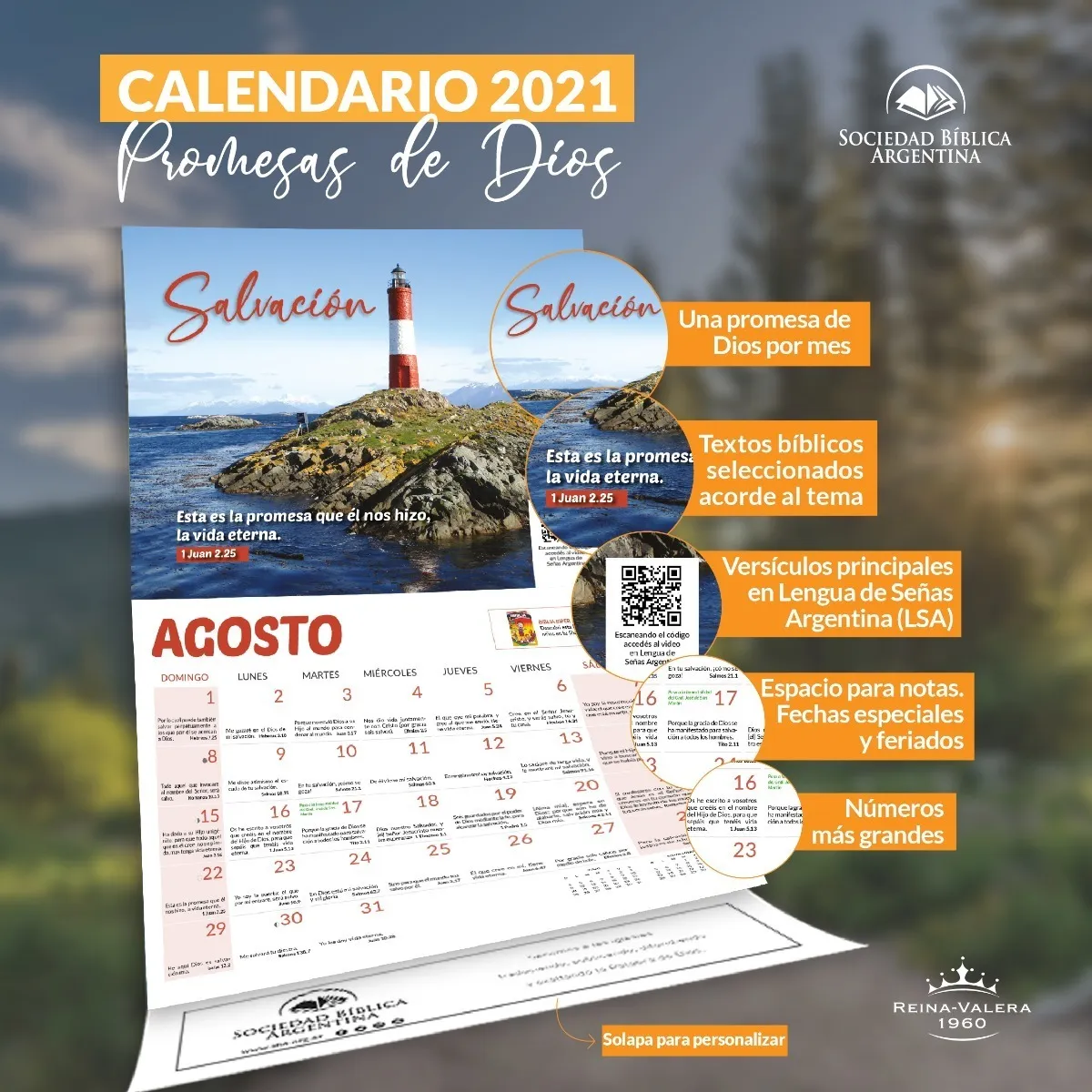 Sociedad Biblica Argentina Calendario Cristiano 2021 Promesas De Dios X Unidad 68 00 calendario cristiano 2021