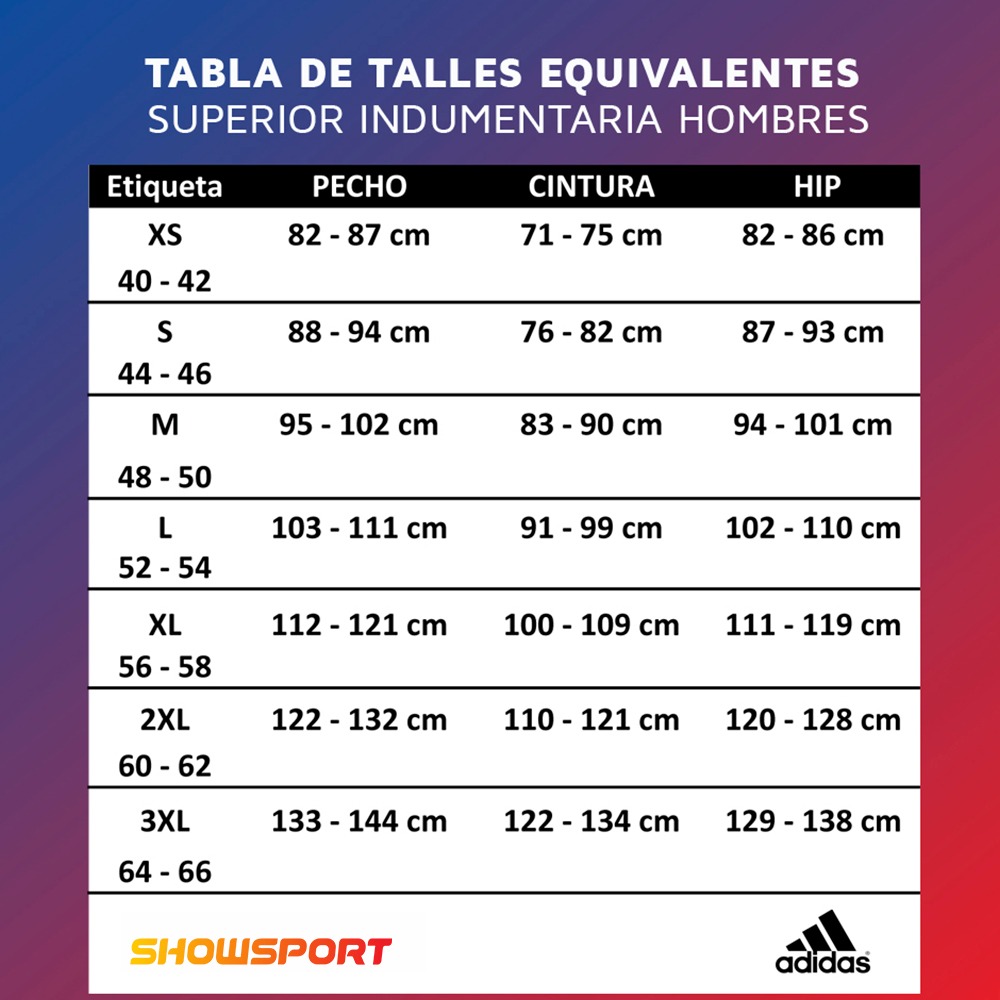 tabla adidas hombre