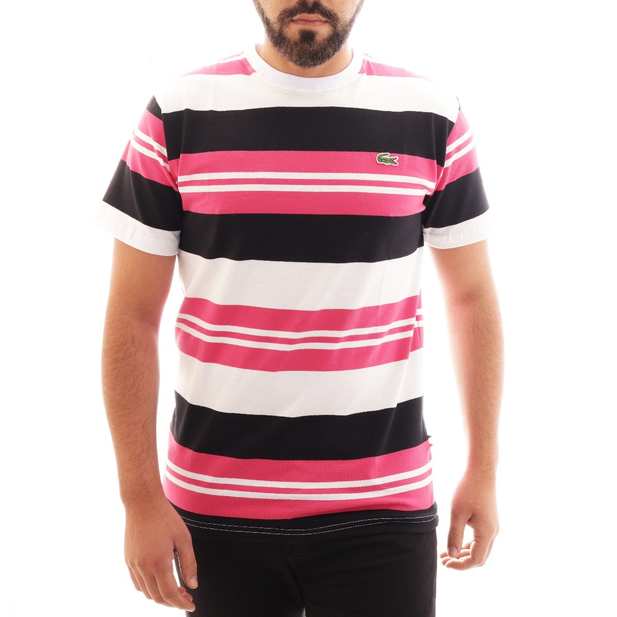 Download Camisa Camiseta Lacoste Listrada Masc Rosa Branco Original - R$ 89,90 em Mercado Livre