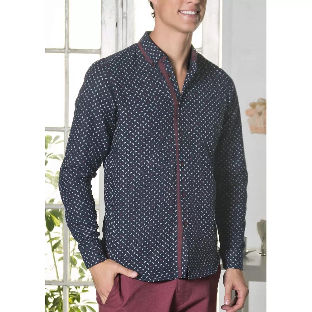 Algodón Slim 1313017 Camisa Corte Bolsa Azul Hombre Para Sin 1zUxS