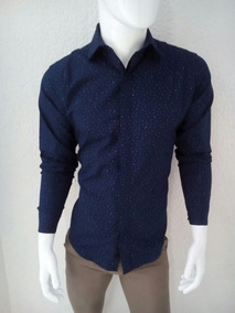 camisa azul marino de vestir hombre
