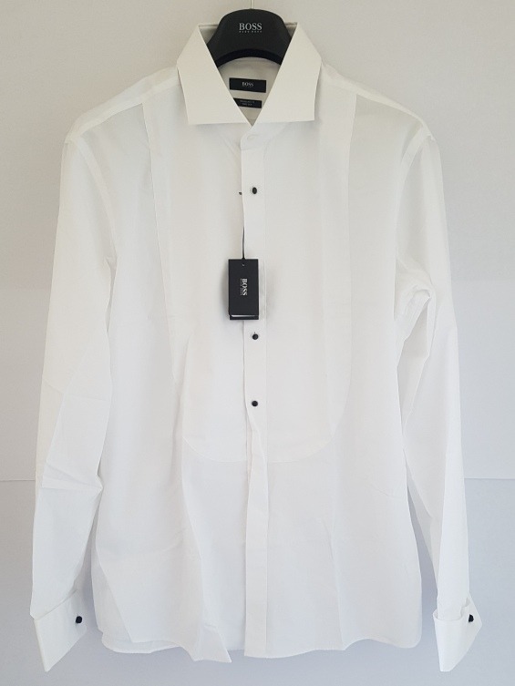 Camisa Hugo Boss Black Blanca Para Esmoquin Con Textura Puño De Mancuernillas Talla 18-46 Equivalente A 2xl !! - $ 2,000.00 en Mercado Libre