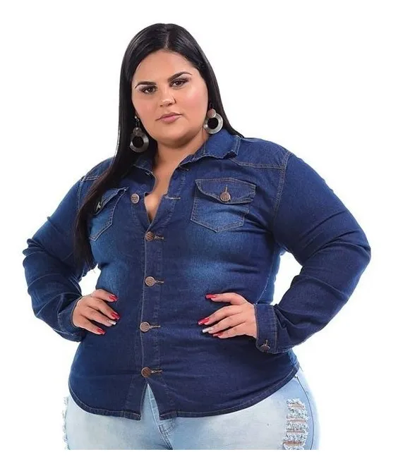 blusa jeans plus size feminina