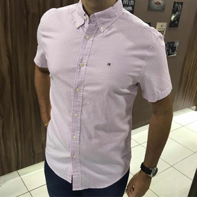 camisa social tommy manga curta